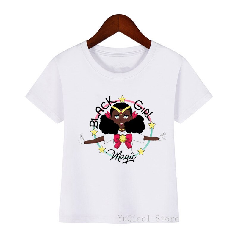 Zomer Stijl Afrika Black Girl Magic Print Tshirt Meisjes Melanine Poppin Grafische T-shirt Meisjes Harajuku Kawaii Kleding