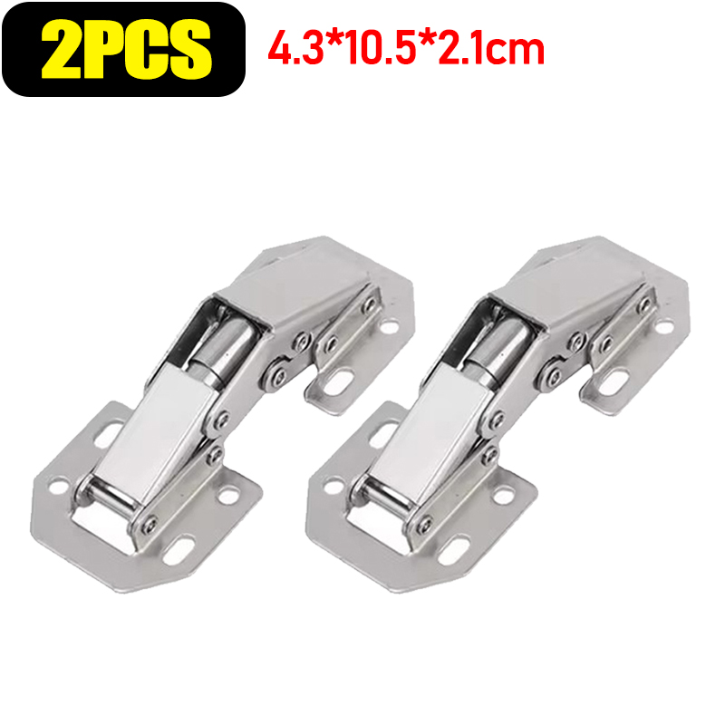 4 inch 90 Graden Stalen Kast Scharnieren Geen Boren Gat Buffer Scharnier Keukenkast Houten Deur Scharnieren Set Meubelbeslag: WHITE