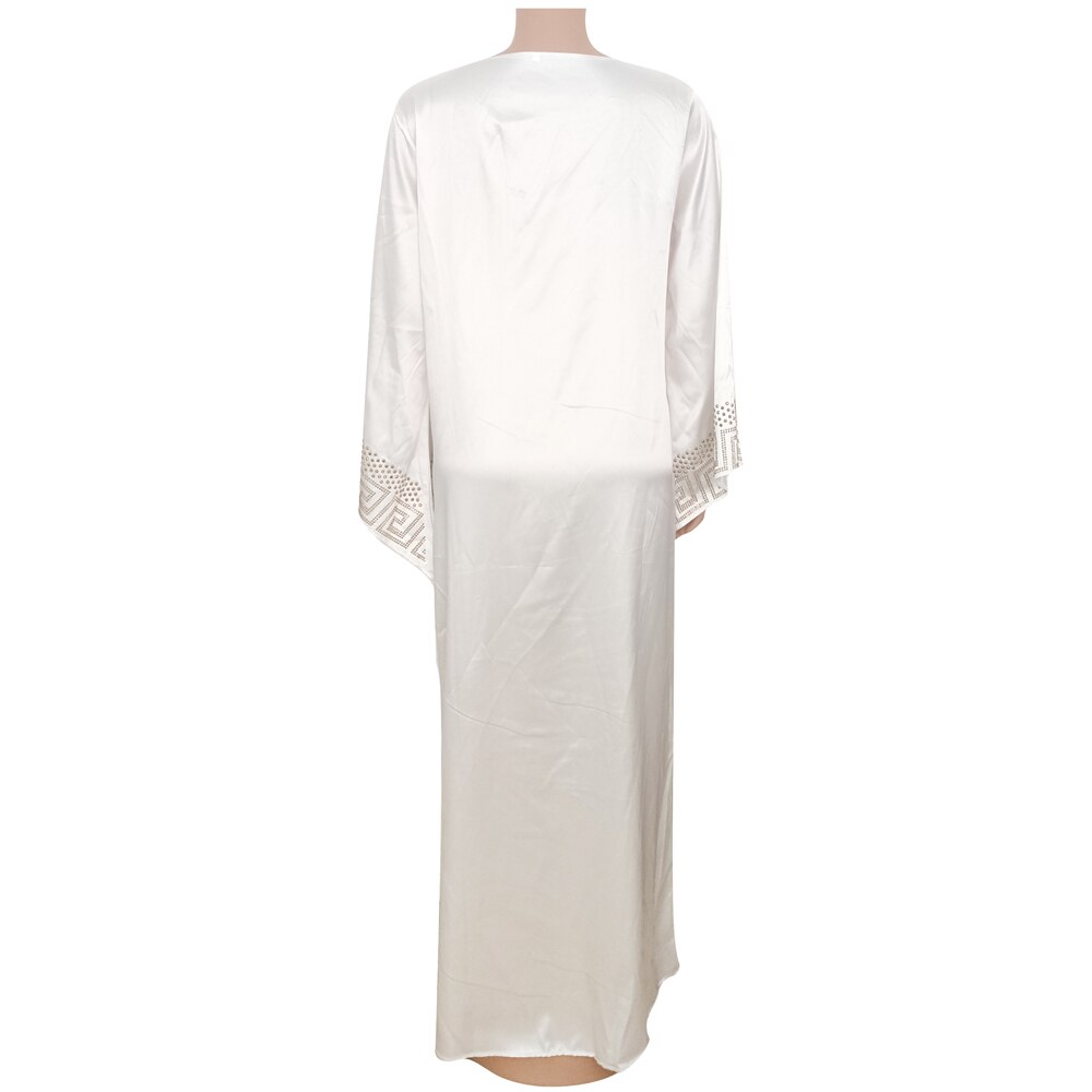 Kiinteät talvi afrikkalaiset mekot naisille muslimi maximekko lattiapituinen etninen tyyli timantit pitkähihainen femme kylpytakki abaya
