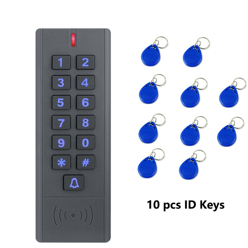 1000 Users Standalone Door Access Controller Reader Proximity Key Manager Card Push Button Doorbell Access Control Machine: With 10 Blue Keys