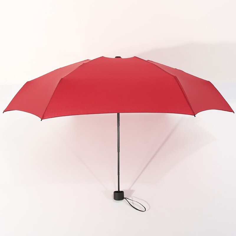 180g små sammenklappelige paraplyer kvinder mænd mini lomme parasol piger anti-uv vandtætte transportable rejse paraplyer: Rød