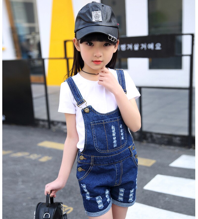 Peto corto de verano para niñas, pantalones vaqueros cortos con agujeros, ropa para niños de 3 a 9 años,