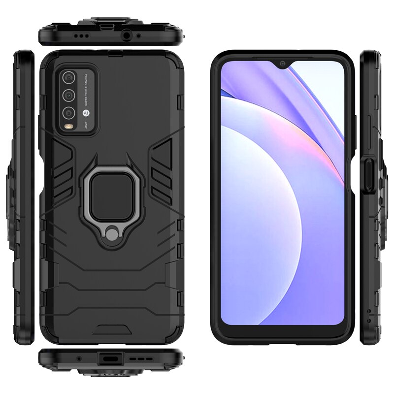 Funda para Xiaomi Redmi 9 T, armadura antigolpes, soporte de succión magnético, borde completo, funda trasera para Redmi 9 T, 9 T