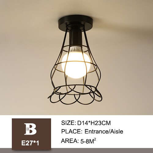 Jerngang loftslamper minimalistisk nordisk vintage balkon,køkken loftlampe foyer jern indgang små loftslamper: B