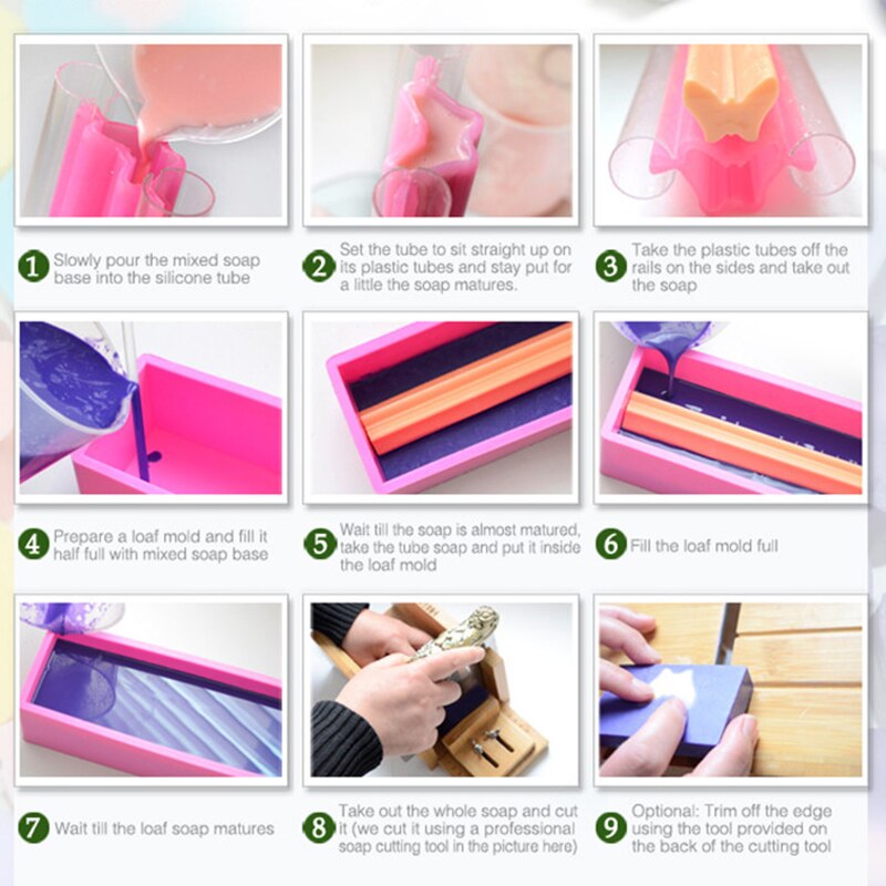 Round Heart Shape Silicone Soap Mold Pipe Tube Handmade Cake Baking Tool Soap Making Soap Mold