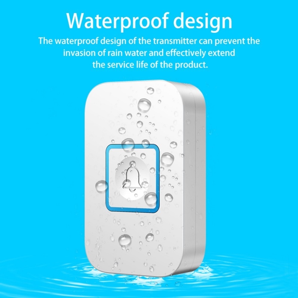 Self-Powered Waterproof Wireless DoorBell LED Light No Battery Home Cordless Door Bell 3 Plug For Choose 1 2 Button 1 2 Receiver