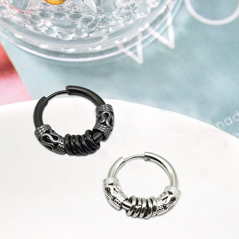 Coole Punk herren Edelstahl Hüfte hüpfen Zucht Ohrringe Splitter Überzogene Runde Ohrring Anhänger Für Männer Frauen Ohrringe Schmuck