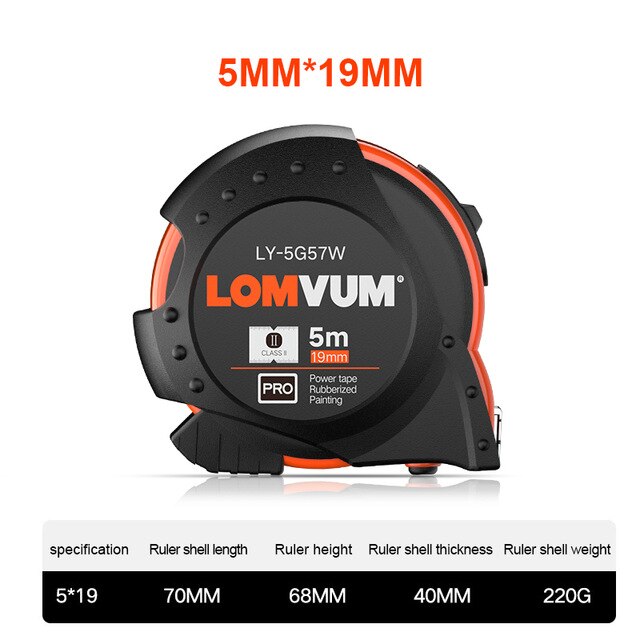 LOMVUM, 5M, sistema métrico británico, cinta de medición de bloqueo automático, cinta métrica retráctil de 7,5 M, 3M, cinta métrica de centímetros: 5m