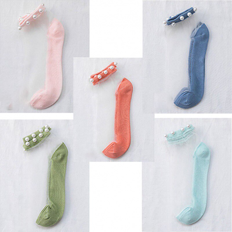 Calcetines transparentes de malla para mujer y niña, medias transparentes ultrafinas de encaje, 5 piezas, M09: 5