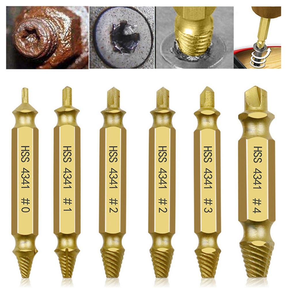 6PCS Damaged Screw Extractor Drill Bit Set Stripped Broken Screw Bolt Remover Extractor Easily Take Out Demolition Tools