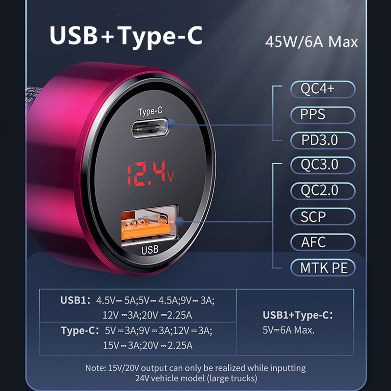 Baseus Quick Car Charger 6A 45W Dual Usb Type C QC4.0 PD3.0 Snelle Oplader Voor IPhone13 Pro Xiaomi Samsung telefoon Auto Snel Opladen