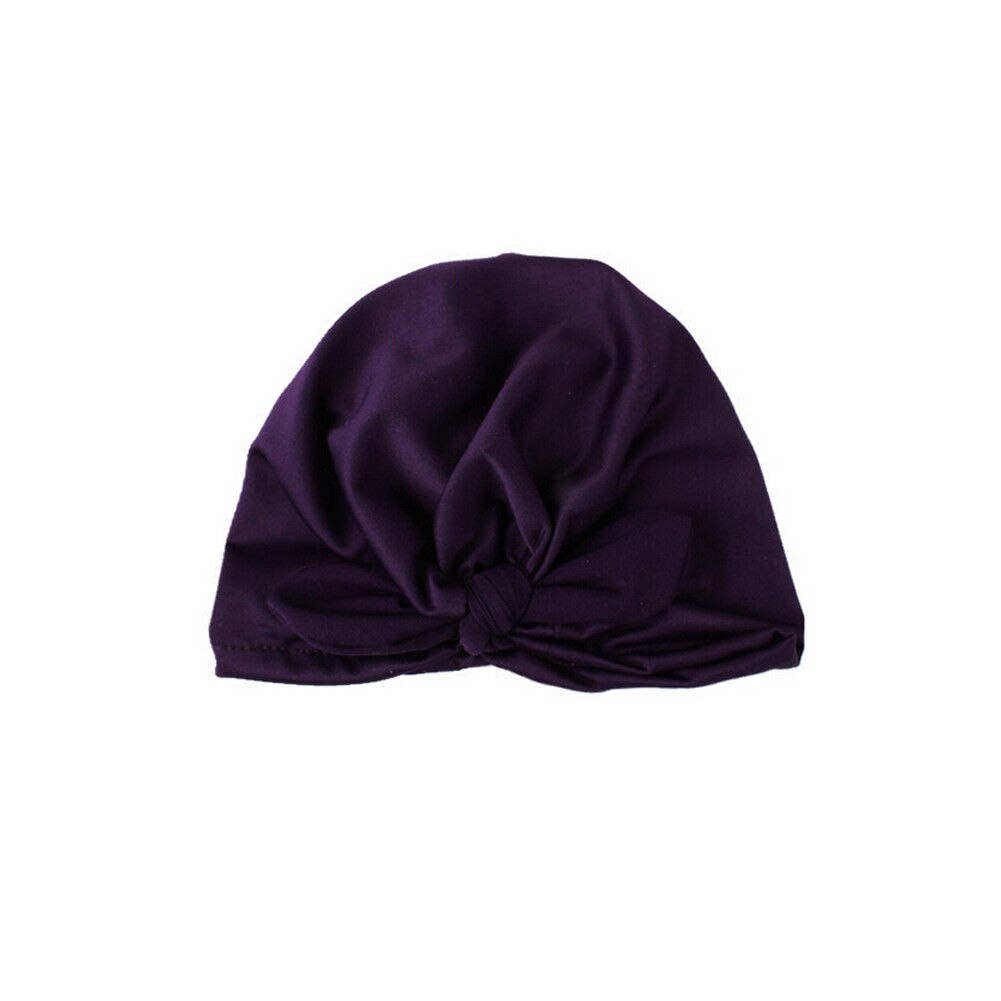 Gorro con lazo para bebé niña, gorro turbante de algodón para niño pequeño, accesorios para el cabello de la India, nuevos gorros suaves de rayón para bebé: Púrpura