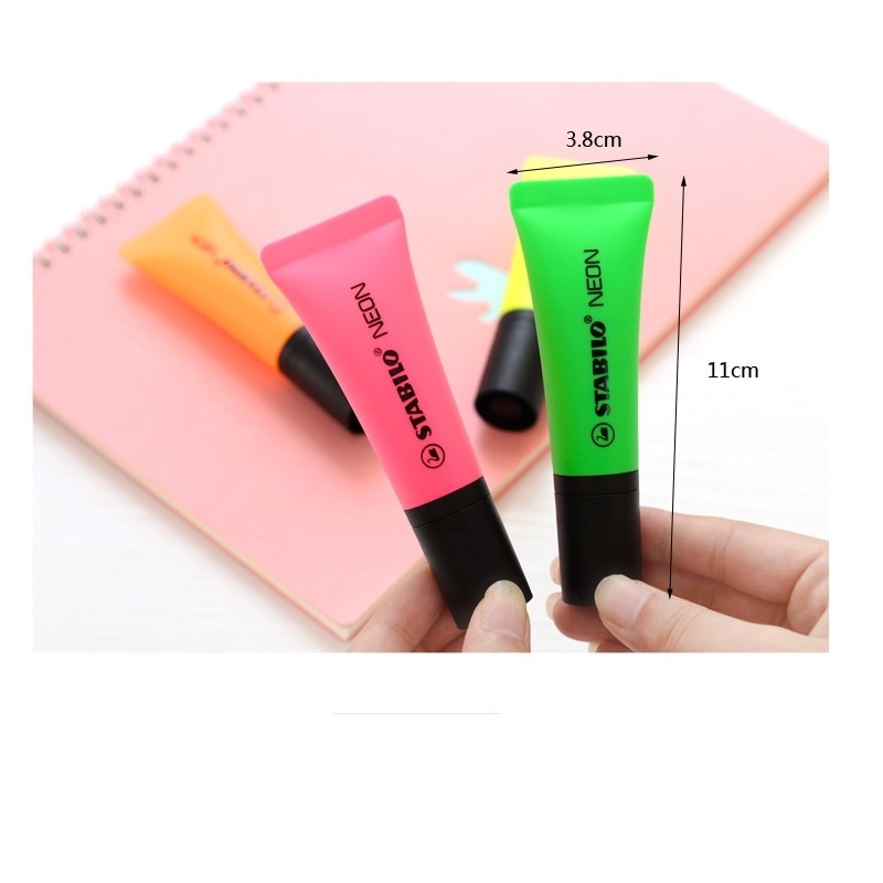 Stabilo Neon- Farbe Textmarker Marker Stift, Nette Zahnpasta bilden, 2/5mm Meißel Spitze für Zeichnung Malerei Büro Arbeit Schule A6826