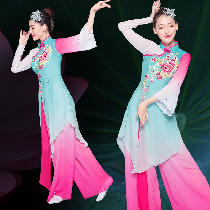 Hanfu classical dance costume female fan dance umbrella Yangko clothing national square dance