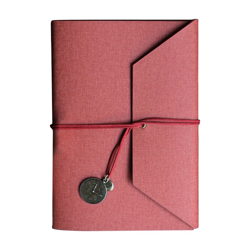 PU Leather Cover Loose-leaf Tri-fold Notebook A5 Travel Handbook for Dairy Travel Office A9LC: Red