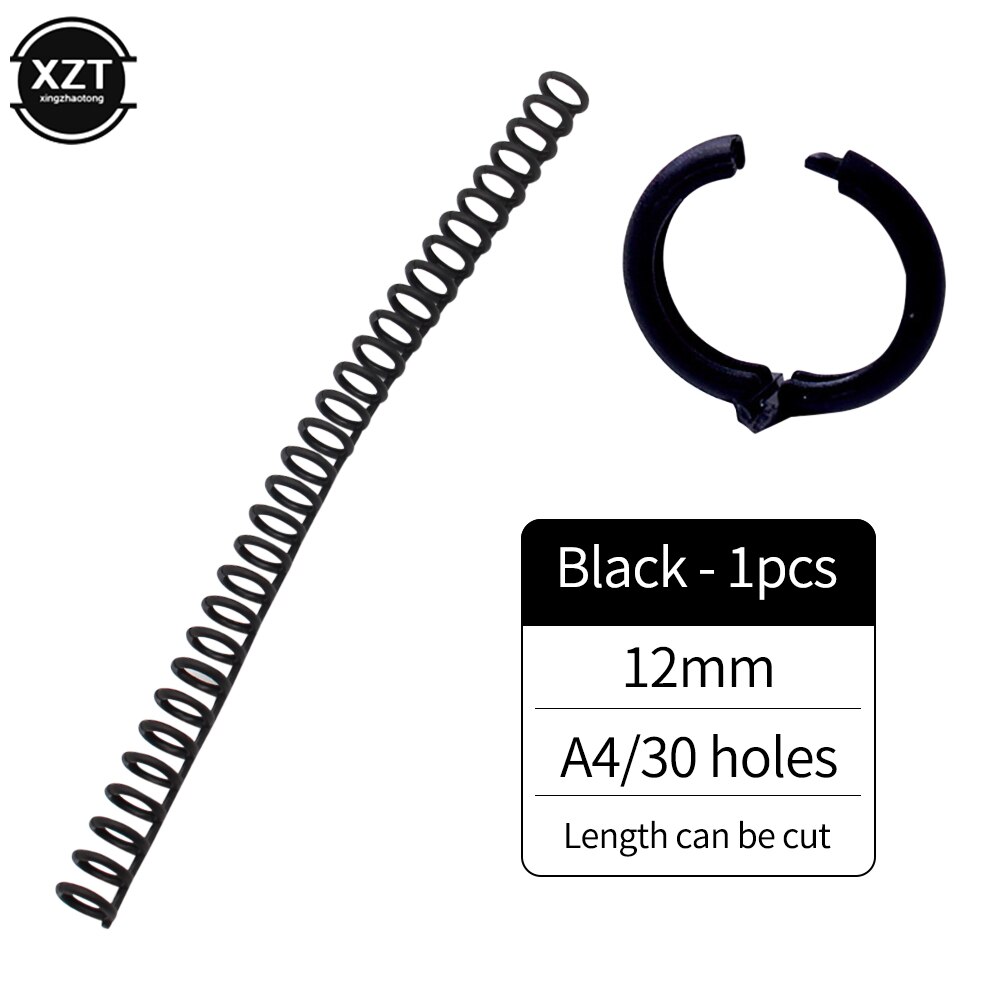 12mm A4/30 Holes Binding Loop Plastic Movable Folder Notebook Calendar Diary For DIY Paper Office Student Assemble Ring Buckle: black