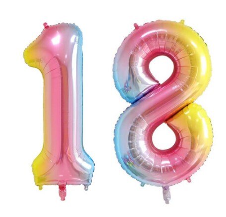 2pcs 32/40 inch Happy 18 Birthday Foil Balloons pink blue gold number 18th Years Old Party Decorations Man Boy Girl Supplies: colorful / 32inch