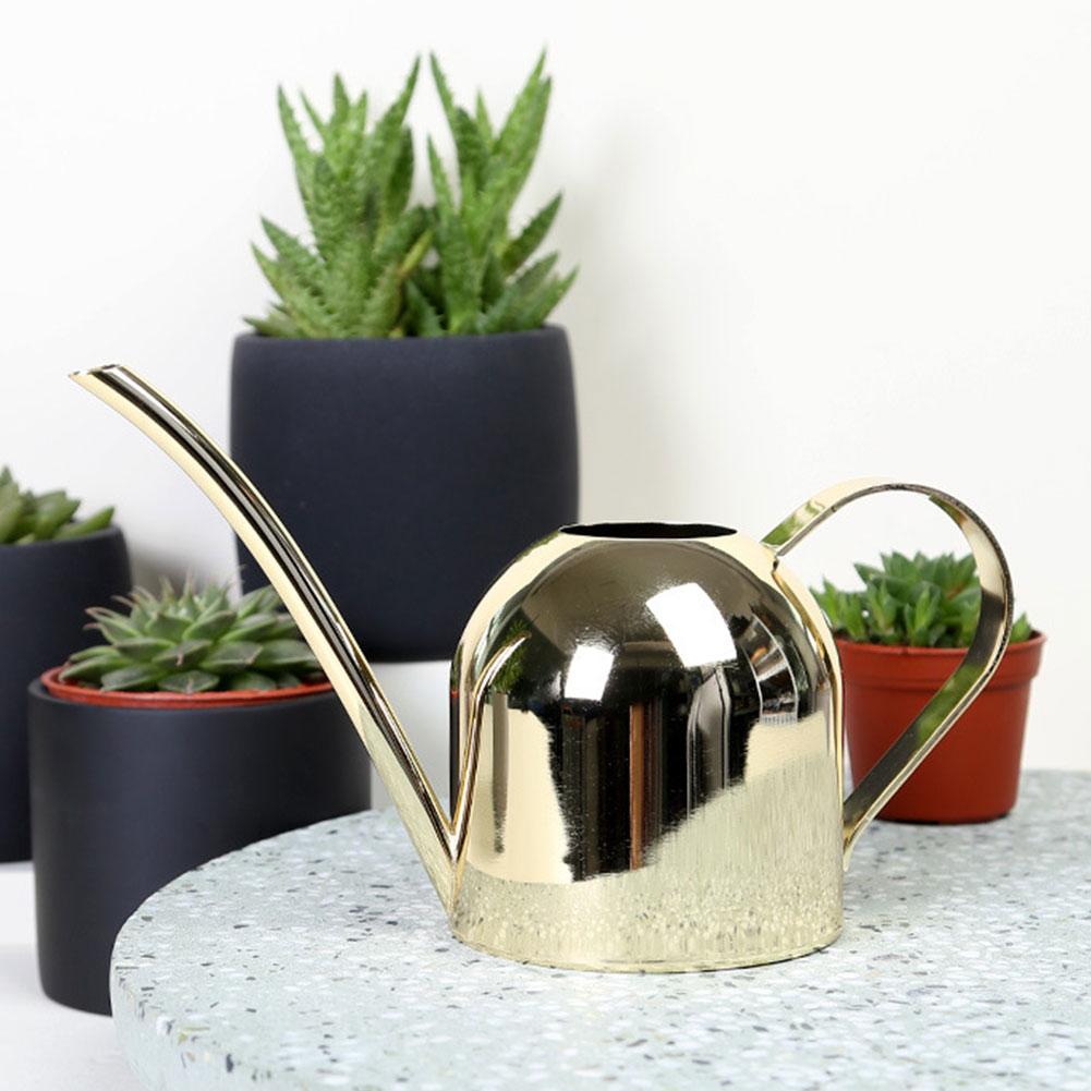 500ML Stainless Steel Long Mouth Watering Pot Green Plant Watering Can Golden Small Watering Gardening Tools Control Water