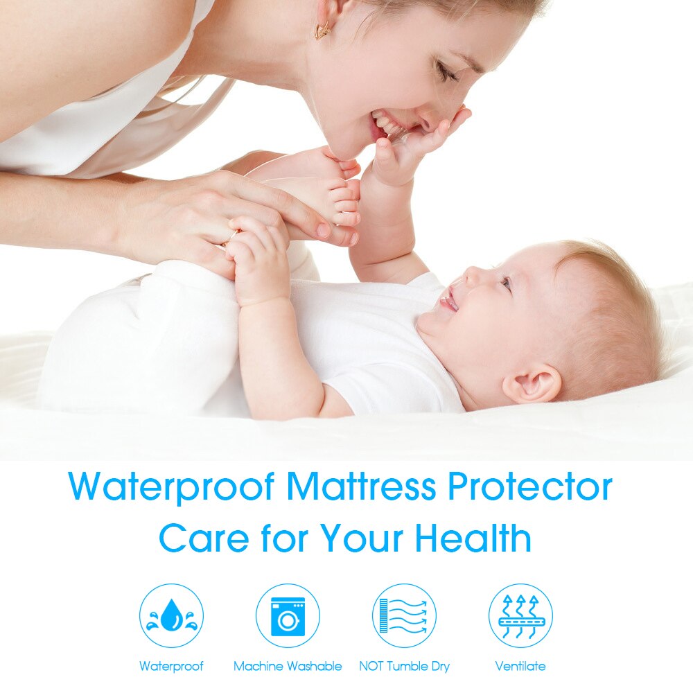 Premium 100% Waterproof Mattress Protector Breathable Noiseless Mattress Pad Cover Smooth Soft Cotton Terry Covers