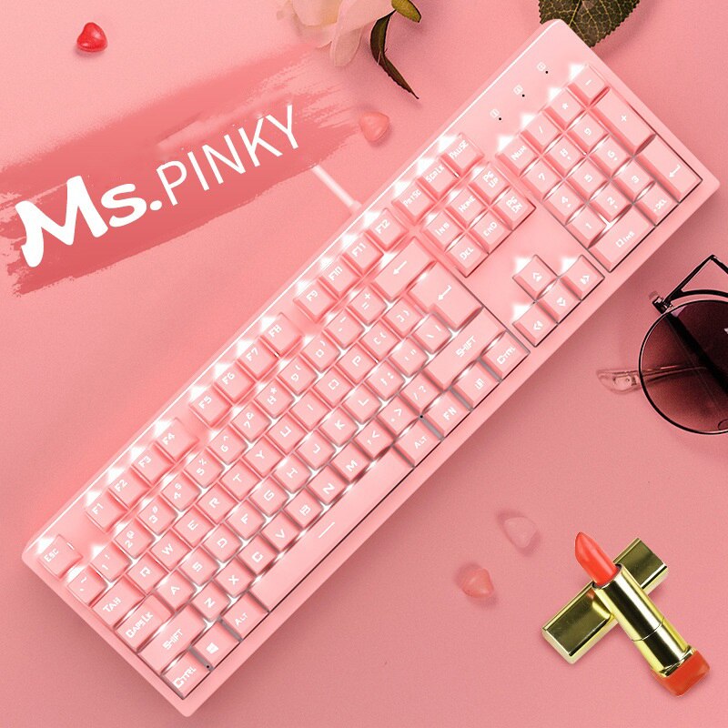 Gaming tastatur og mus 104 tastaturer med hvidt baggrundsbelyst mekanisk følelse tastatur og spilmus til bærbar pc gamer