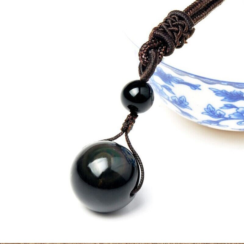 Natuurlijke Obsidiaan Regenboog Bead Hanger Ketting Voor Vrouwen Mannen Amulet Talisman Lucky Sieraden