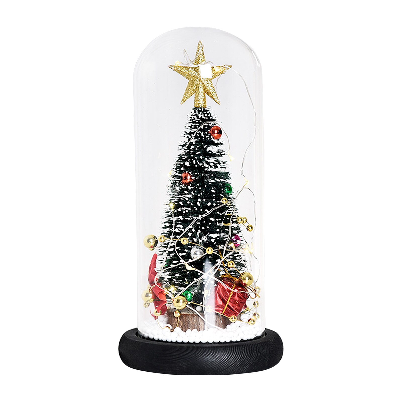 Christmas Decorative Light Desktop Christmas Tree Glass Dome Display Ornament Bedroom LED Night Light Xmas Tree for Family