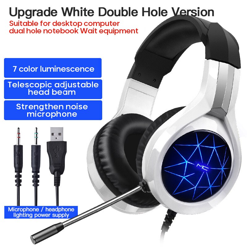 Gaming Headset Hoofdtelefoon Met Microfoon Licht Surround Sound Bass Koptelefoon Voor PS4 Professionele Gamer Pc Laptop: B