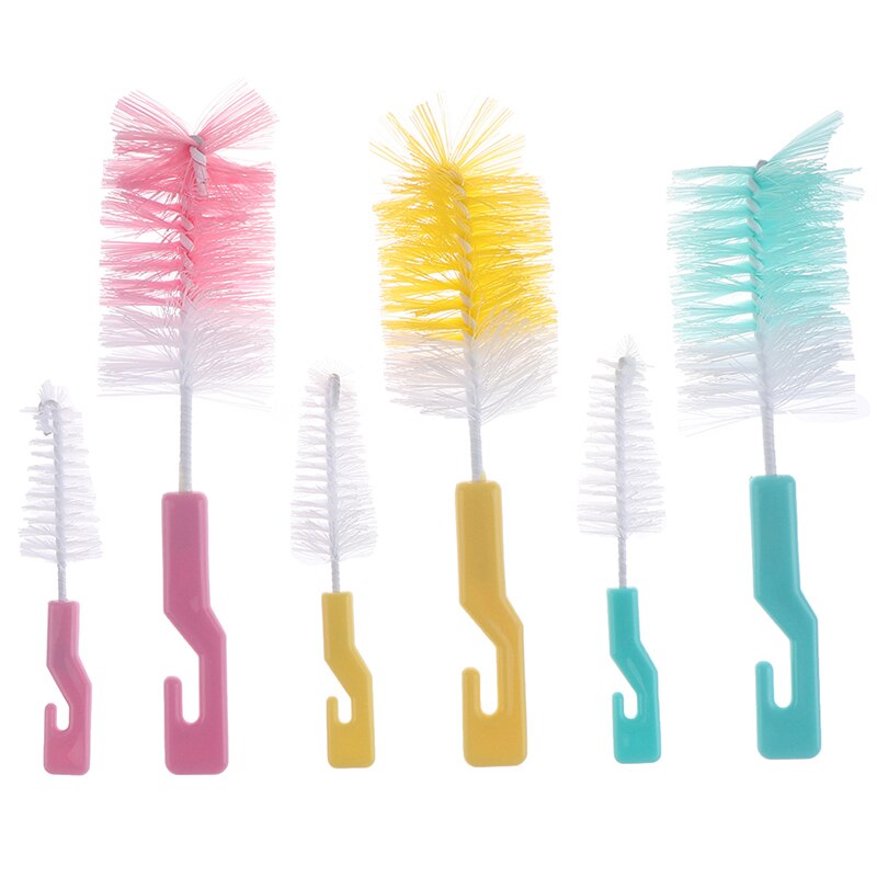 Ensemble de brosses de nettoyage à tige droite, pour biberons, mamelon, poils en Nylon, tasse