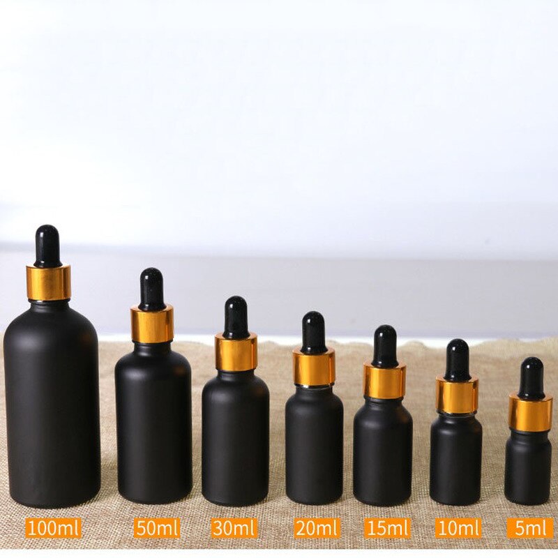 Bottle Dropper 5ml-100ML Reagent Eye Dropper Black Glass Aromatherapy Liquid Pipette Essential Oil Refillable Bottles