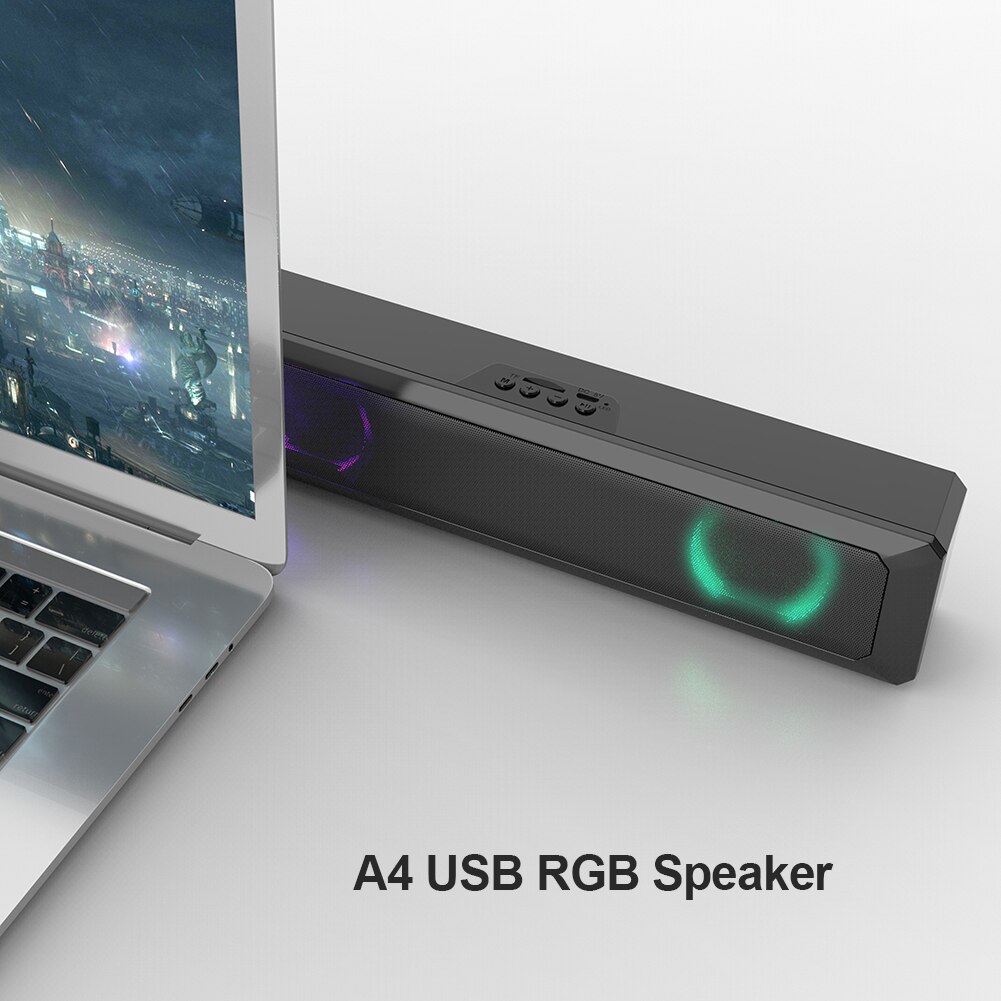 A4 6W Rgb Usb Wired Sound Bar Audio Speaker Multimedia Luidspreker Voor Pc Home Theater Tv Stereo Surround Luidspreker