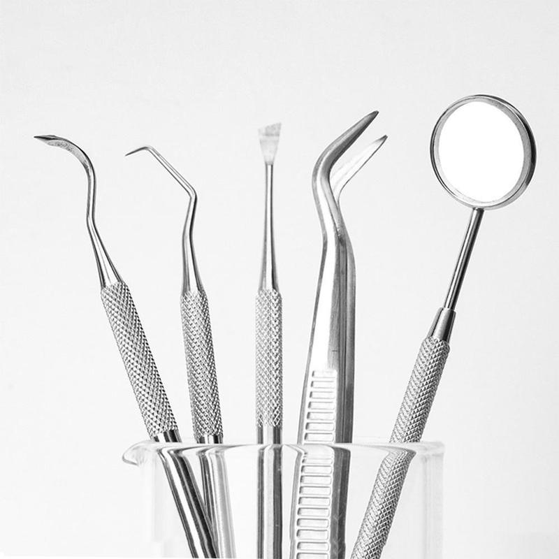 Ferramentas de aço inoxidável dentista dental espelho cabeça dupla sonda dental conjunto ferramenta limpeza do dente conjunto cuidados