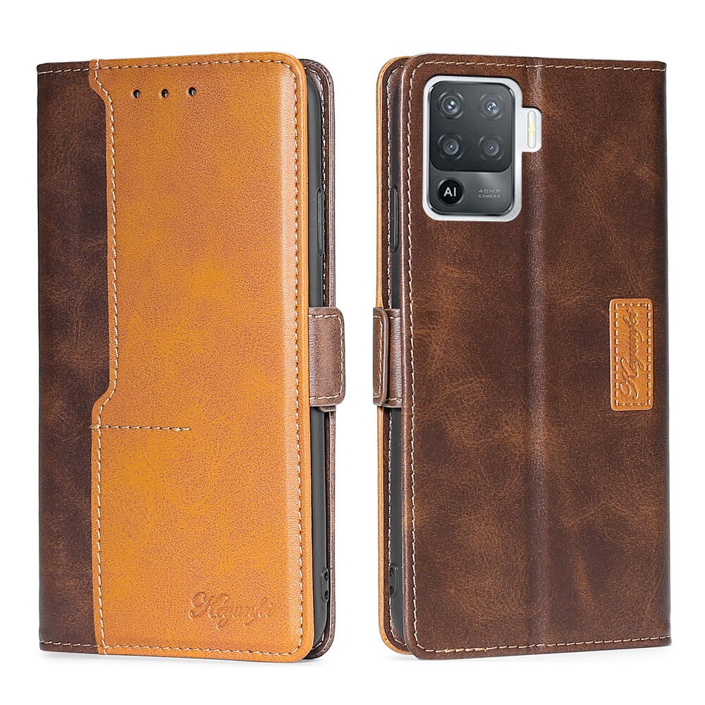 Case Voor Oppo Reno 5 Lite Cover CPH2205 Flip Wallet Leather Book Funda Voor Oppo Reno5 Lite Case Magneet Beschermende shell Etui Tas: brown