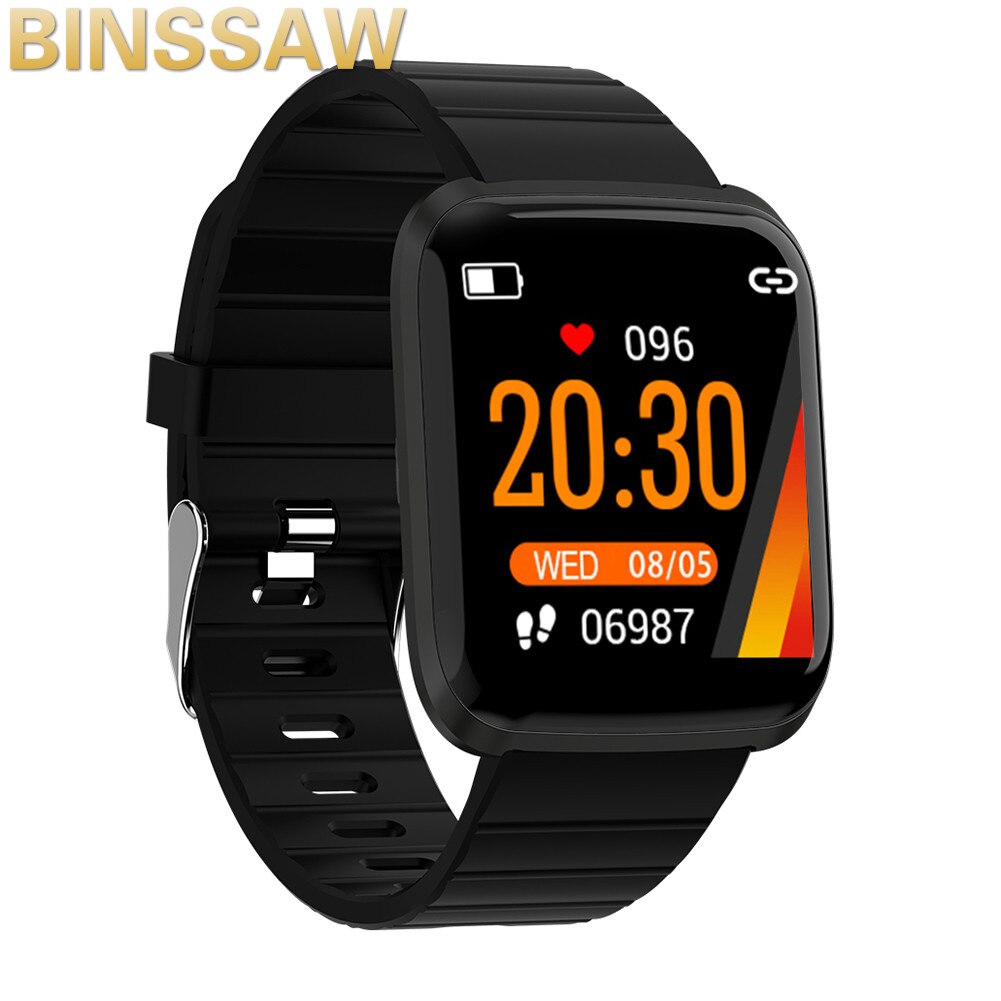 BINSSAW Neue Top Sport Smart Uhr Farbe Bildschirm Alarm Herz Rate Gesundheit Monitor Wasserdichte Sport Smart Uhr Armband + BOX: 116Pro-40-01