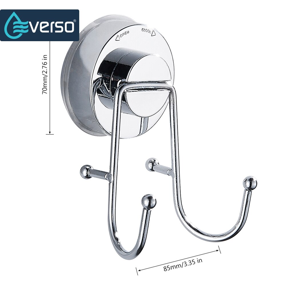 Everso Roestvrij Staal Verwijderbare Vacuüm Zuignap Swivel Dubbele Muur Haak Badkamer Keuken Houder Hanger Voor Handdoek Gewaad
