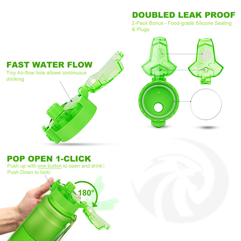 Sport vattenflaska lock 400/500 ml lock hoppande tritan material termos propp tillbehör: Grön