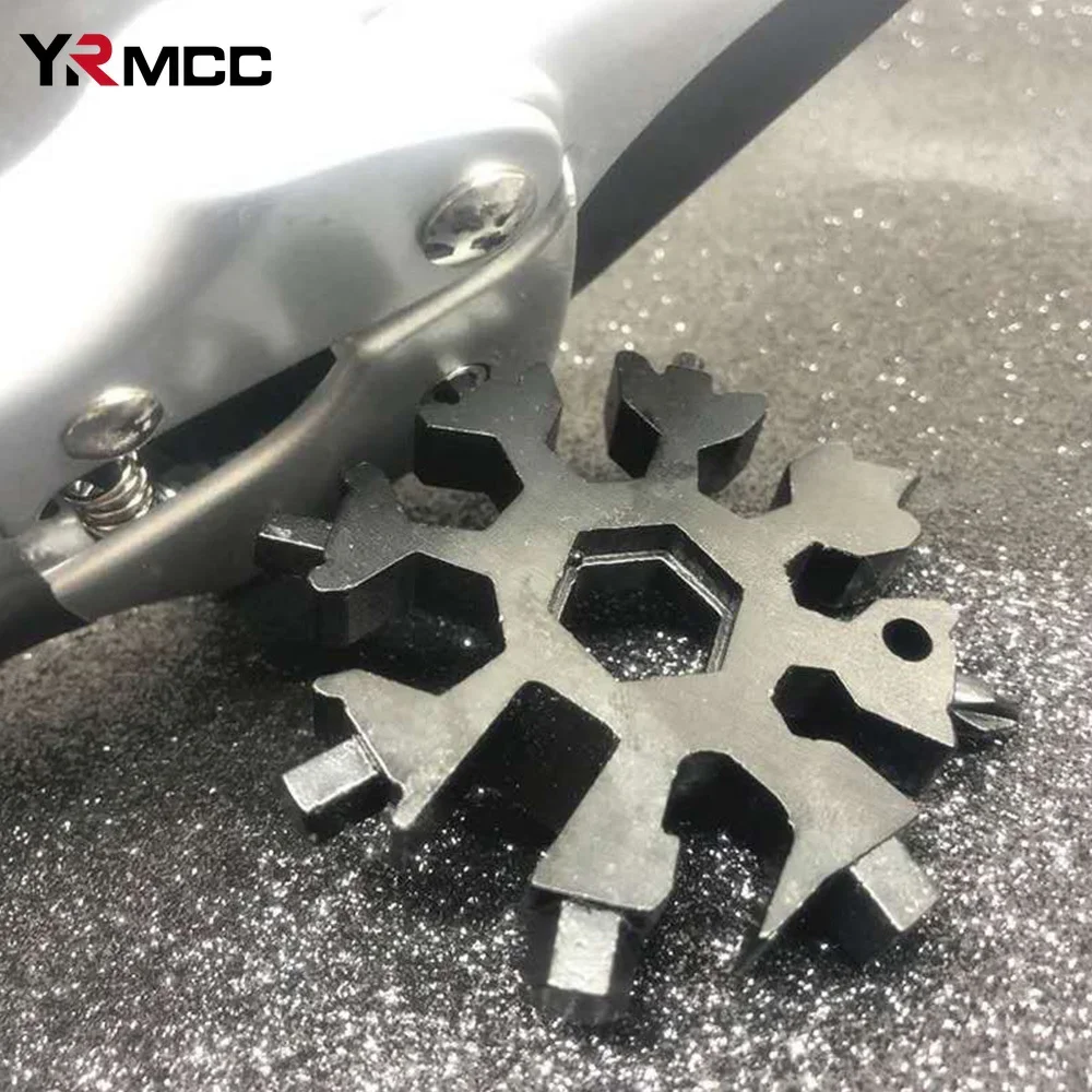 Llave 18 en 1 para coche, herramienta de llave multifuncional portátil de acero inoxidable con copos de nieve para accesorios de destornillador octogonal automático