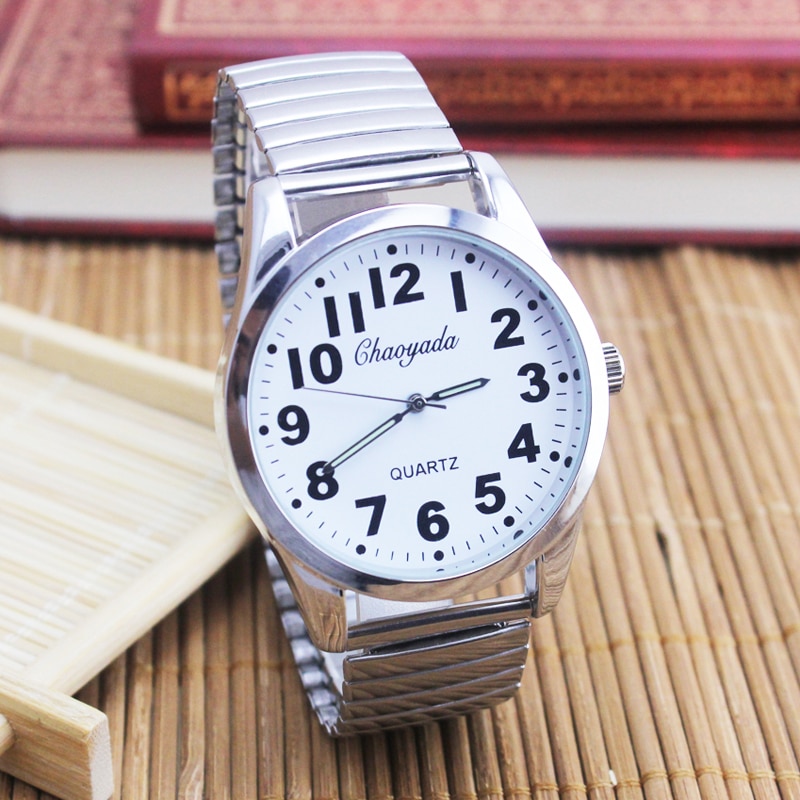 oude mannen vrouwen koppels horloges flexibele elastische band mode eenvoudige grote digitale rvs elektronische horloges