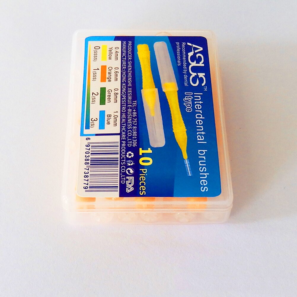 1 Set of 10pcs Interdental Brushes Between Teeth Floss Pick Care Brushes (Yellow): Orange