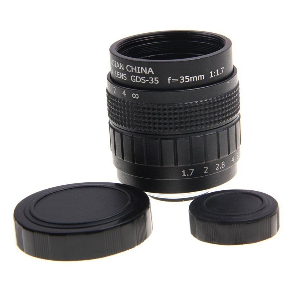 35mmF1.7 C-mount Micro Single Lens With Adapter Ring Telecine Lens Fixed Focus Lens Black Multi-layer Coating