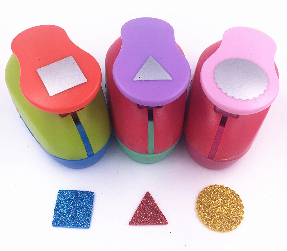 Kamei sztuka & rzemieślnictwo 3 Pakiet 1 "(kwadratowy trójkąt koło) dziurkacz ozdobny robić papieru, karty Scrapbooking grawerowanie dziecko skaleczenie DIY Wykonany ręcznie dziurkacz