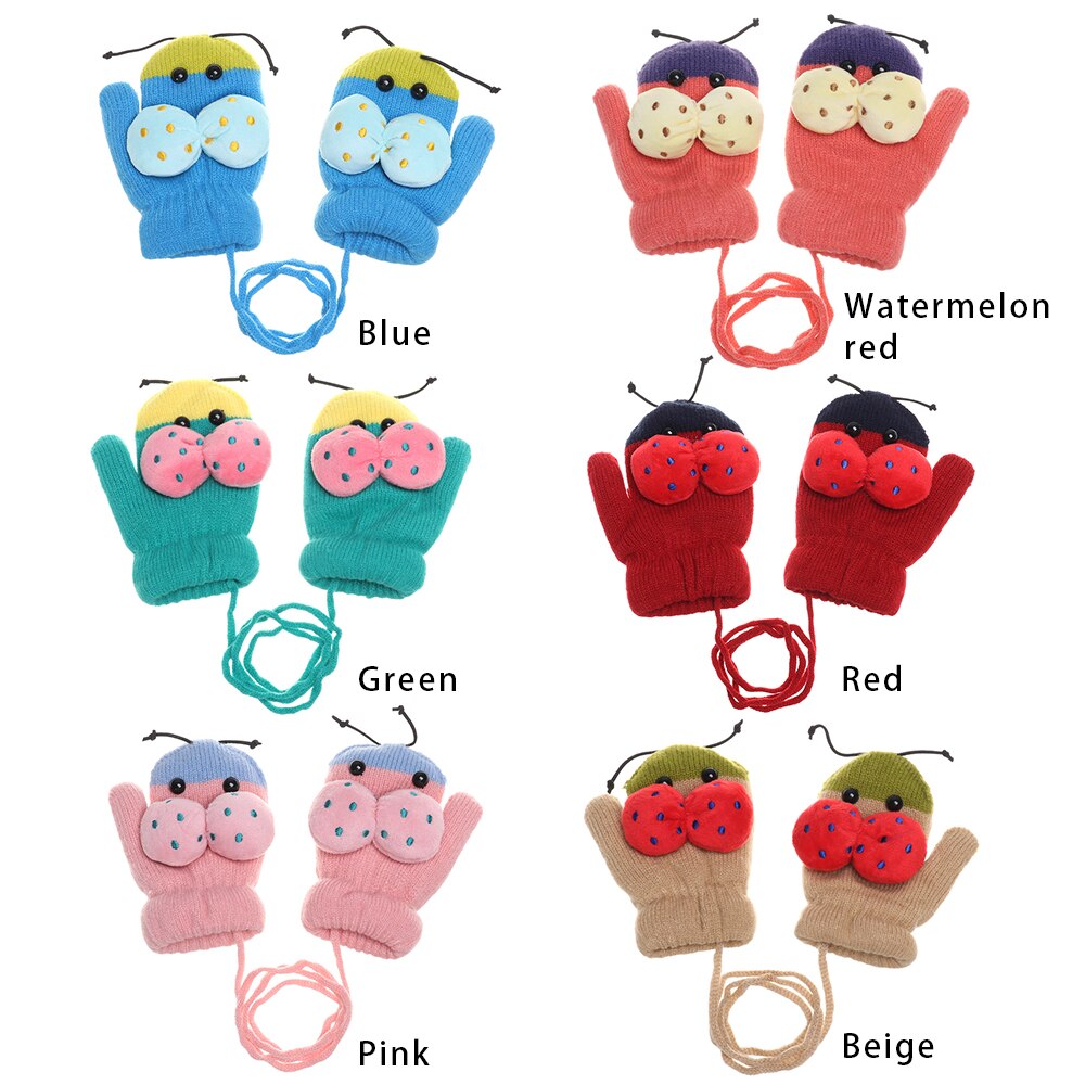 Del bambino Delle Ragazze Dei Ragazzi di Inverno Lavorato A Maglia Guanti bambino Del bambino Dei Bambini Caldo Corda dito Completa guanti Del Fumetto Dei Bambini Più di Velluto di Spessore Guanto