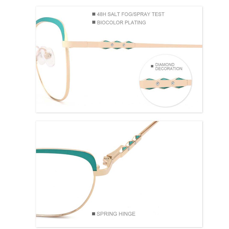 Metalen brilmontuur voor dames, cat eye bril, trendy optische bijziendheid, brilmontuur op sterkte voor dames