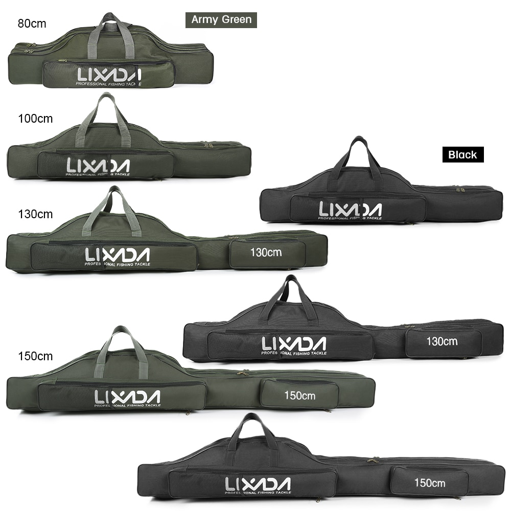 Lixada 80/100cm/130cm/150cm fisketaske bærbar sammenklappelig fiskestang rulle taske fiskestang redskaber redskaber bæretaske