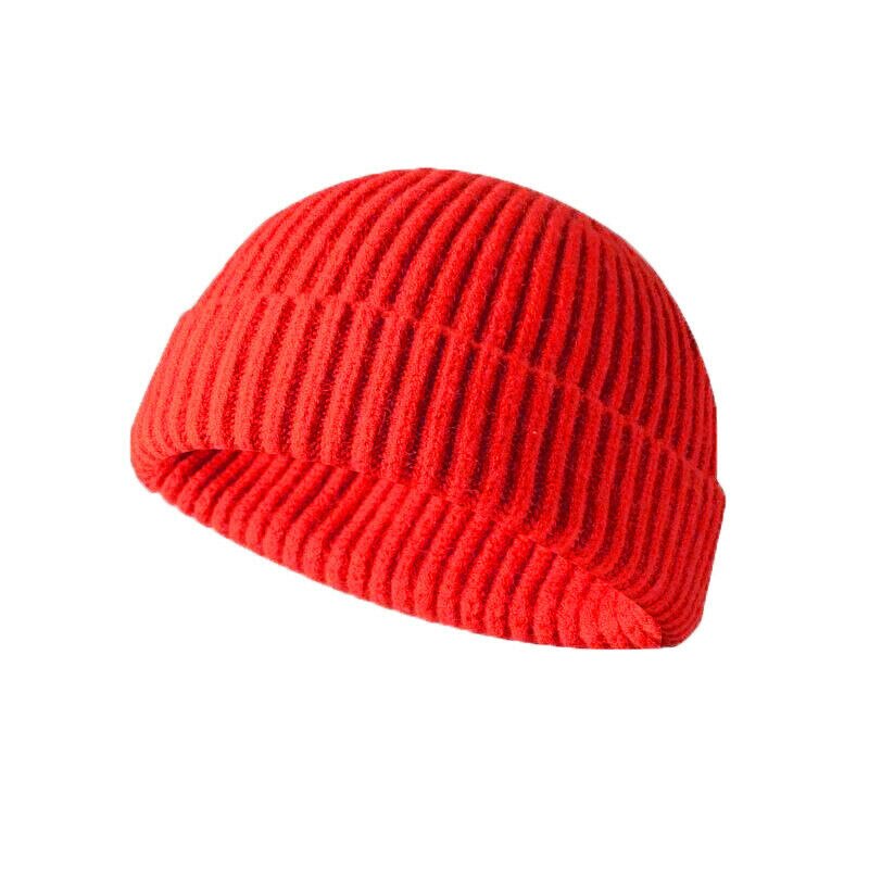 Men/Women Unisex Autumn Winter Knitted Hat Beanie Skull Cap Sailor Cap Cuff Brimless Retro Warm Hat Retro Warm Hat: Red
