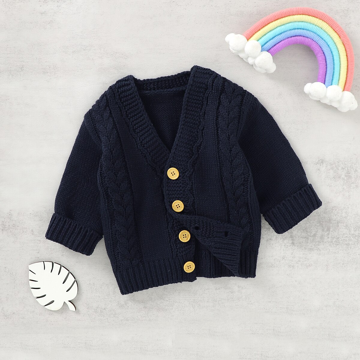 2 Kleuren 0-24M Pasgeboren Baby Jongens Meisjes Trui Jas Solid Knit Lange Mouwen Single Breasted Vest uitloper