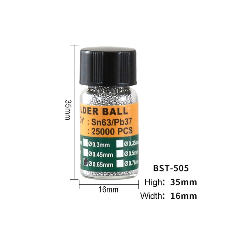 25k bga reballing ball 0.2 0.25 0.3 0.35 0.4 0.45mm blyloddekule til bga omarbeid reparasjon sveisetilbehør
