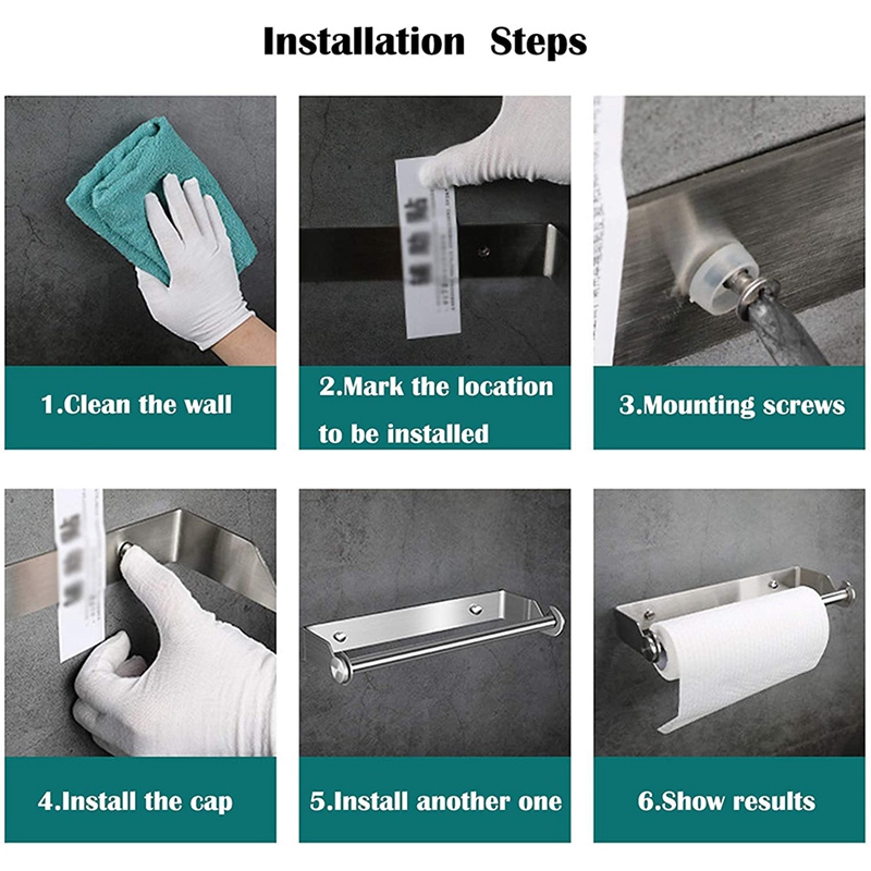 Kitchen Roll Holder Wall Mounting Stainless Steel Kitchen Roll Holder Without Drilling Paper Roll Holder Roll Holder