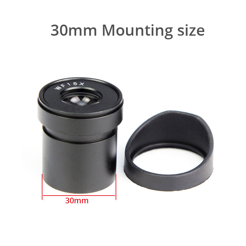 Lente de microscopio ocular 15X, montaje de campo amplio de 15mm, 30 30,5mm con oculares para reparación de microscopio binocular estéreo, inspección PCB, 2 uds.: Oro