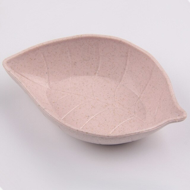 Seasoning Bowl Small Plate Tableware Wheat Straw Plastic Soy Sauce Tray Japanese Multi-Purpose Dishes Mini Pigment Leaf Shaped: Pink