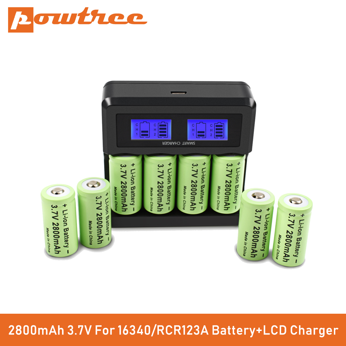 Powtree CR123A Rcr 123 Icr 16340 Batterij 2800Mah 3.7V Li-Ion Oplaadbare Batterij Voor Arlo Security Camera L70